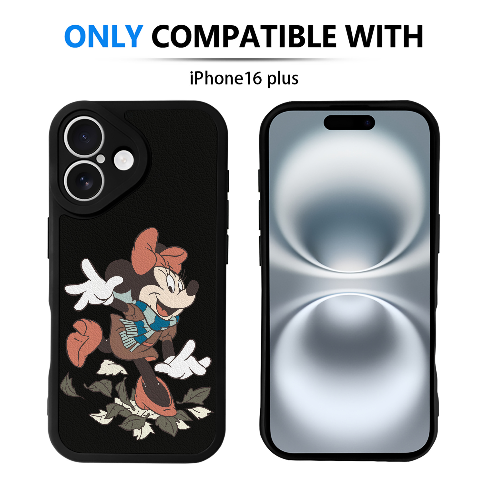 （画像用） ミッキーマウス Mickey Mouse 【iPhone 16シリーズ対応】シリコンスマホケース（レザー調） 材質：シリコン